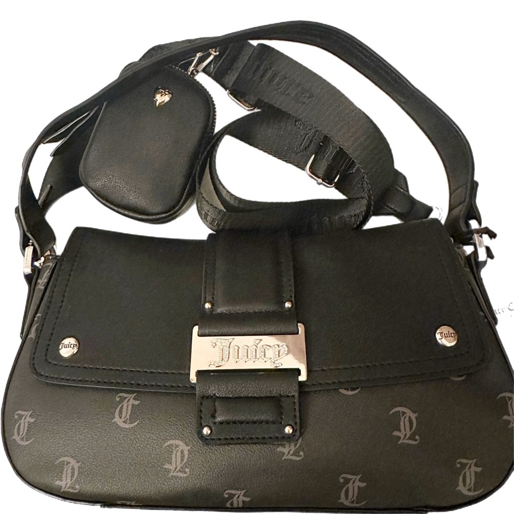 Juicy Couture Black Shoulder Bag with Guitar Strap